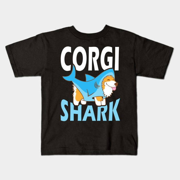 Corgi shark Kids T-Shirt by binnacleenta